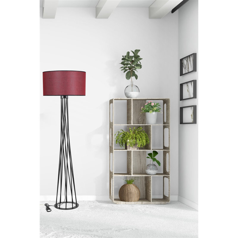 Widger 170cm Schwarz Traditional Floor Lamp, Claret Red