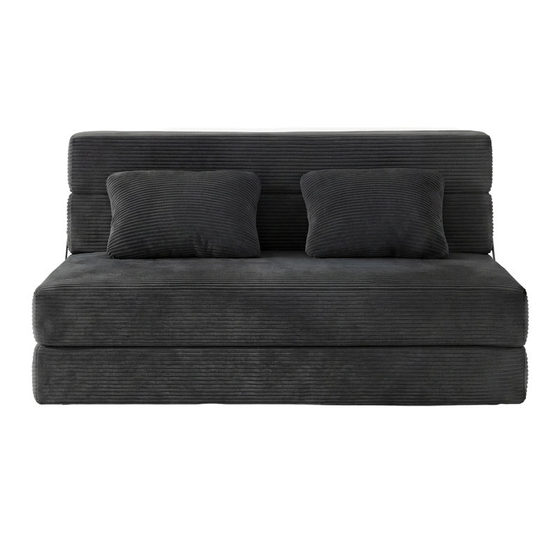 Convertible Folding Sofa Bed, Memory Foam, 3, 24.20" H x 60.20" W x 32" D, Black