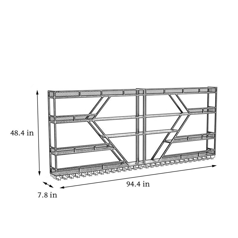 Saites, Doré, H 48,4 po x l 94,4 po x P 7,8 po