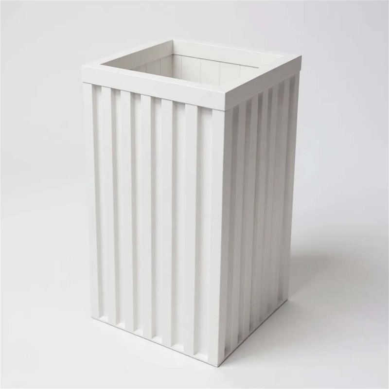 Square Grove Column Planter - White, White