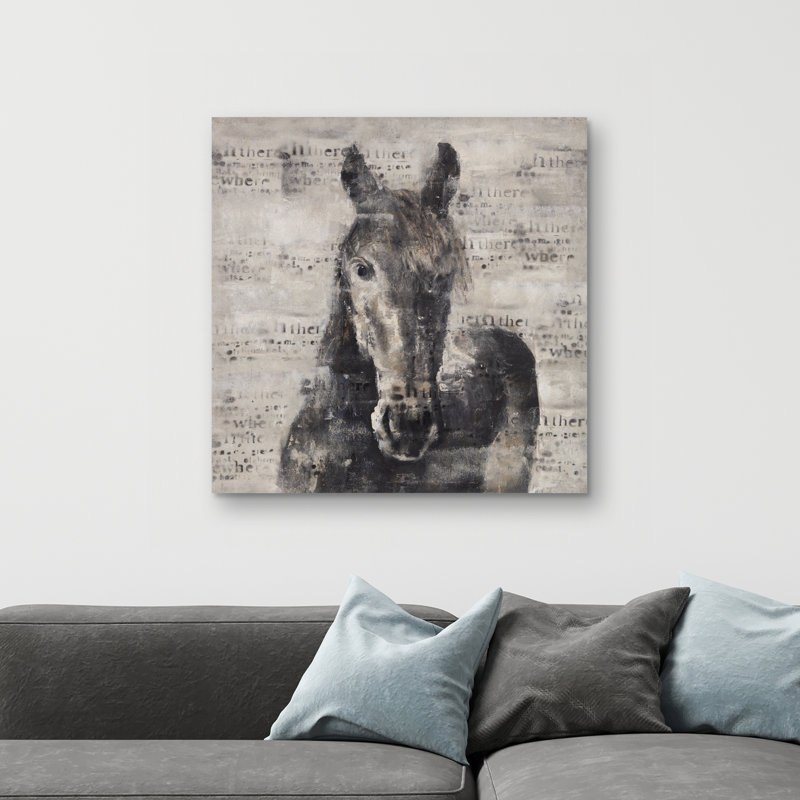 Abstract horse with typography - 32"x32" art on canvas