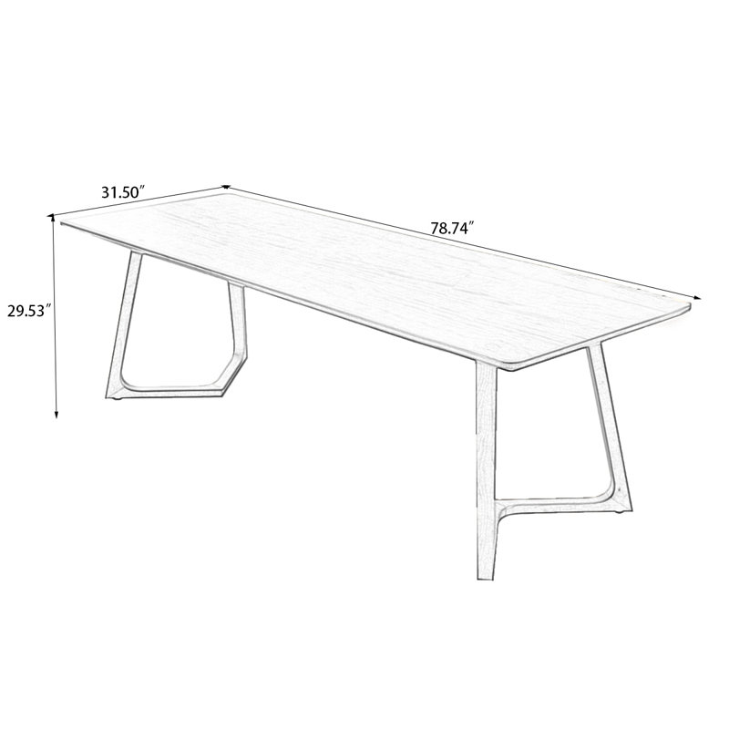 Brown Rectangular Solid Wood Dining Table, 29.53"H x 78.74"L x 31.5"W