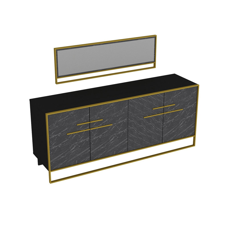 Braddy 179.9cm Sideboard, Black/Gold