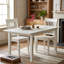Ensemble de salle à manger rectangulaire 3 pièces en bois massif blanc lin asiatique avec sièges en bois à motifs de papillons et dossiers à lattes