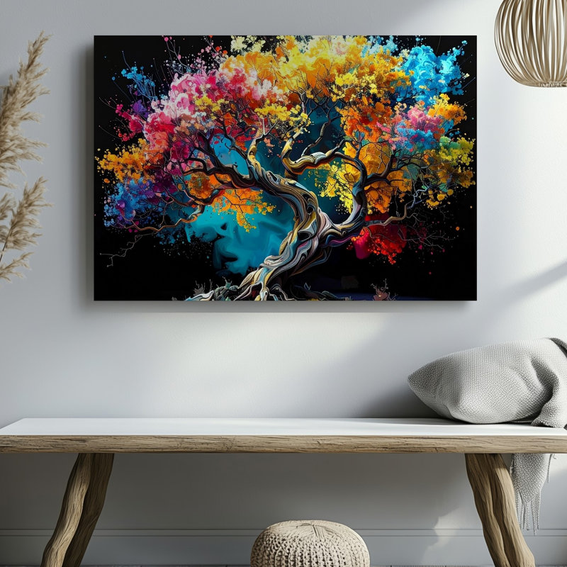 Art mural sur toile électrique Roots Tree, H 9 po x l 12 po