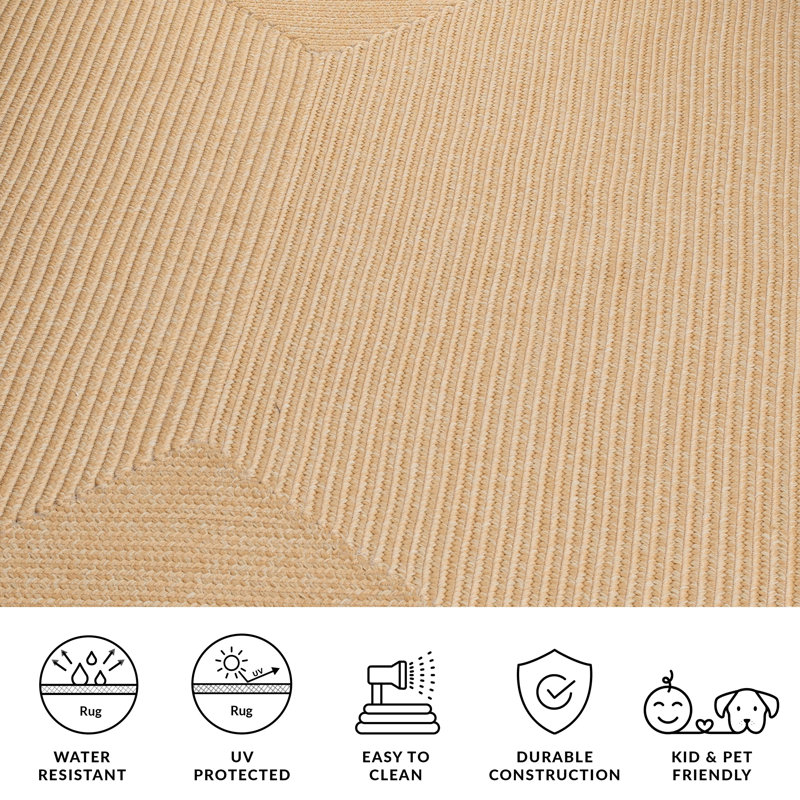 Braided Hand Woven Performance Machine Washable Solid Color Indoor/Outdoor Area Rug, Rectangle 10' x 14'