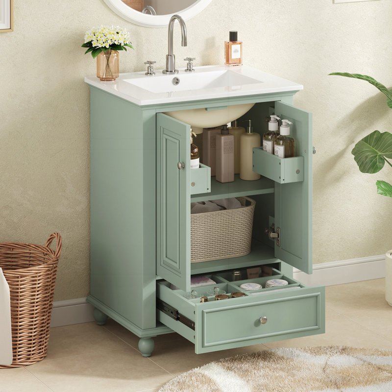 Meuble-lavabo 24 po avec lavabo en céramique, Green