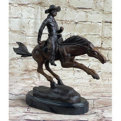 Brooklane Ranger By Frederic Remington Cowboy On Horseback Bronze Sculpture Statue Country Western Art 9 Inches X 8 Inches