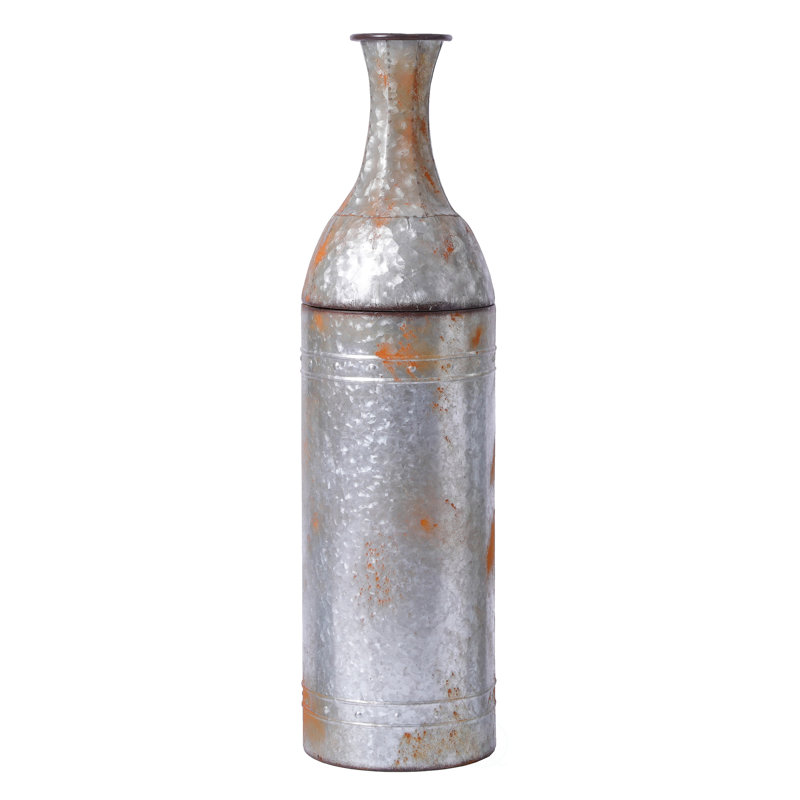 Vase de plancher décoratif en métal galvanisé campagne Hytop, H 33,25 po x L 9 po x P 9 po