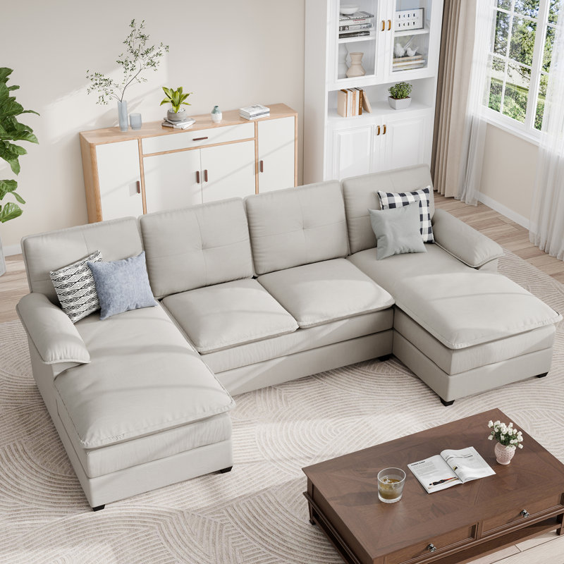  Canapé modulaire 3 pièces Rezarta, Mélange de lin beige