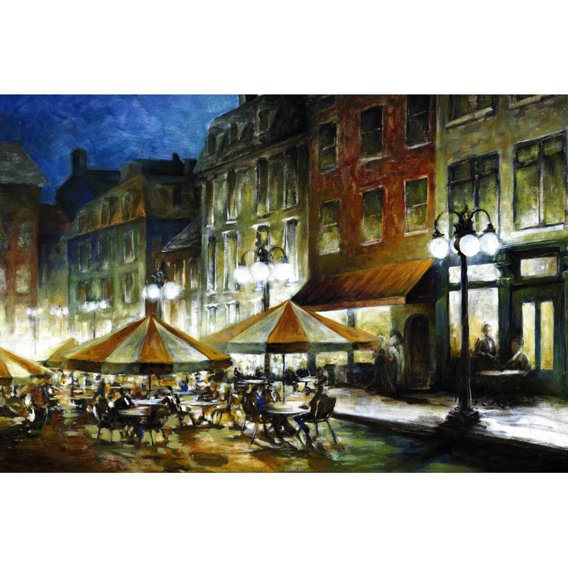 «Cafe Bistro Night», peinture sur toile tendue, H 32 po x l 48 po