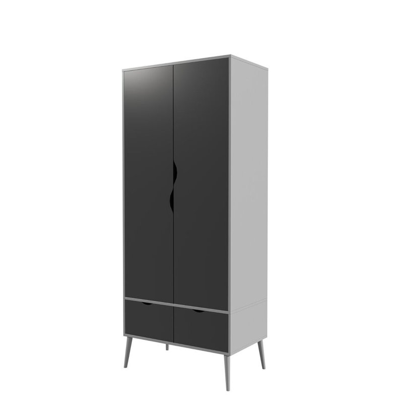 Hortencia Solid Wood Wardrobe, Grey Black