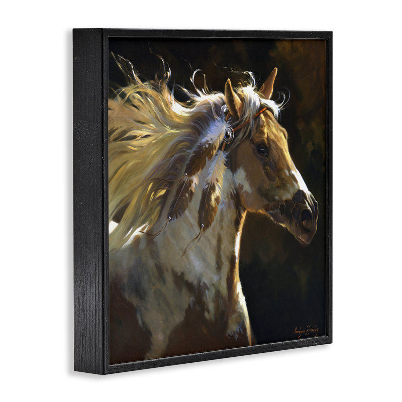 «Windblown Horse with Feather Ornement», estampe numérique, dessin de Carolyne Hawley, H 24 po x l 24 po