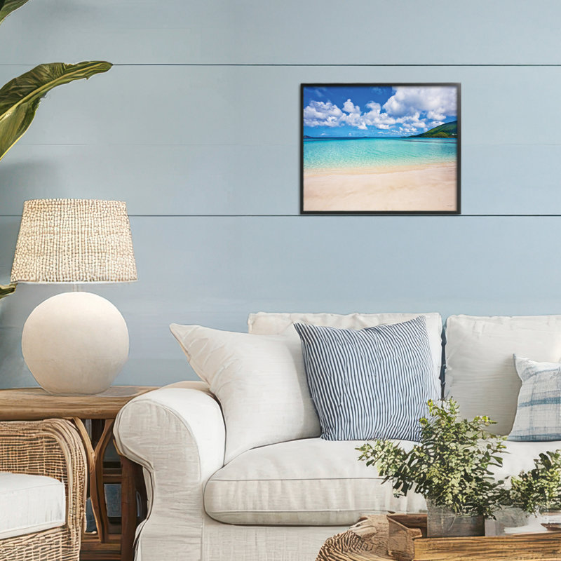 Giclée de paysage de la baie des Caraïbes, dessin de Seven Trees Design, H 11 po x l 14 po, Giclée encadrée noir minuit