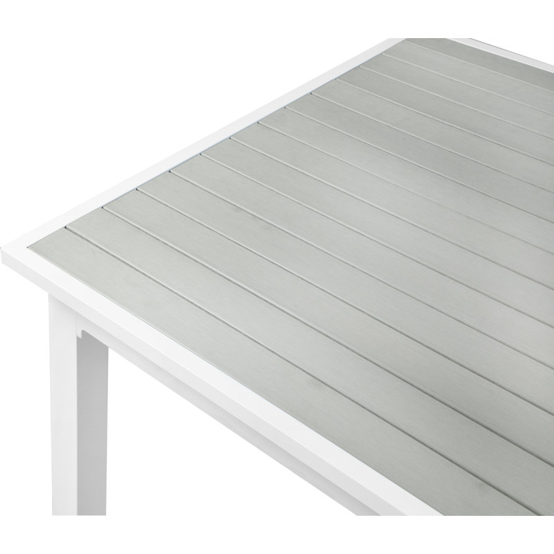 Noonan Extendable Rectangular Outdoor Dining Table, Light Gray/White