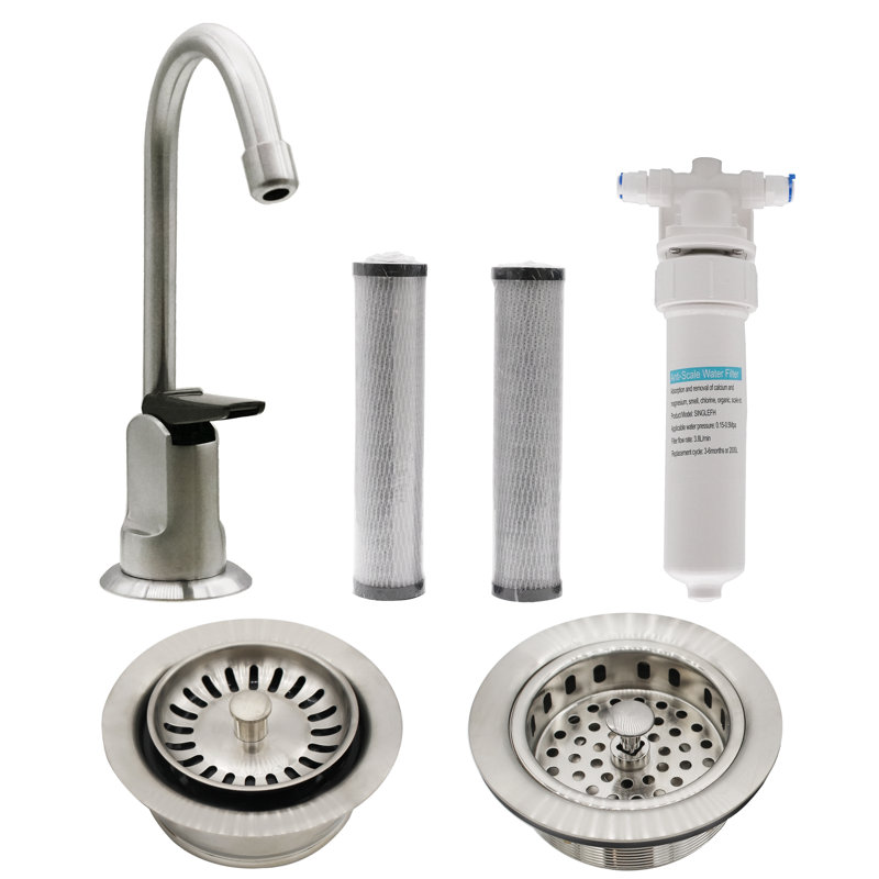 Westbrass Kitchen Faucet with Soap Dispenser, Satin Nickel