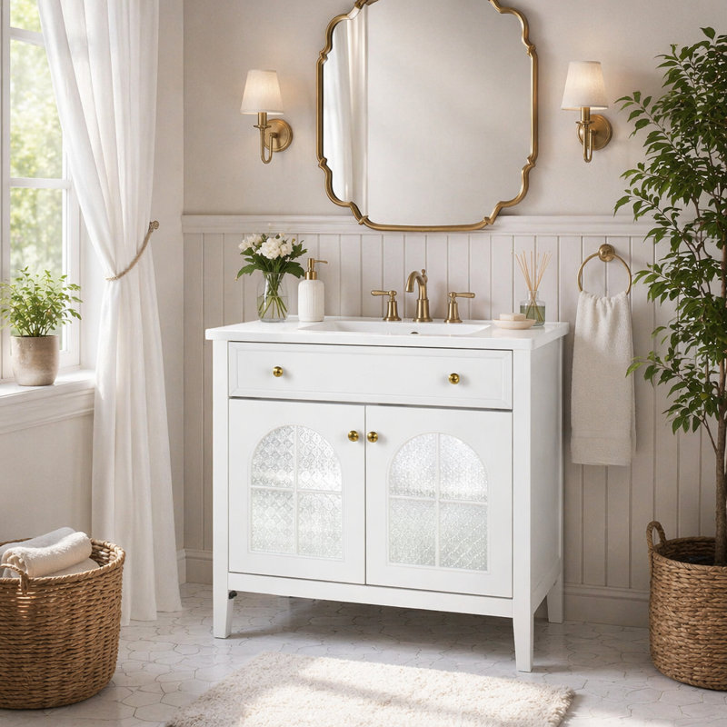 Armoire de salle de bain 35,6 po, White  +Only Cabinet+2door