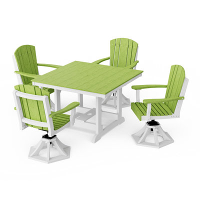 Heritage 5-Piece Swivel Chair Square Dining Set