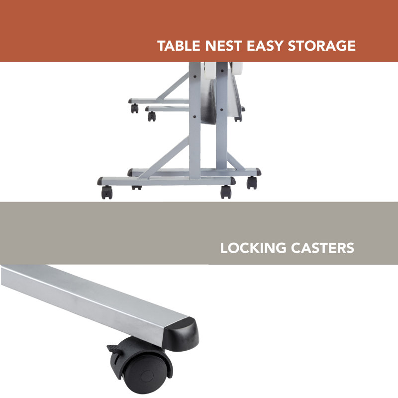 Wyatt Flip-Fold Training Table, Speckled Gray, 29.5" H x 60" L x 24" W