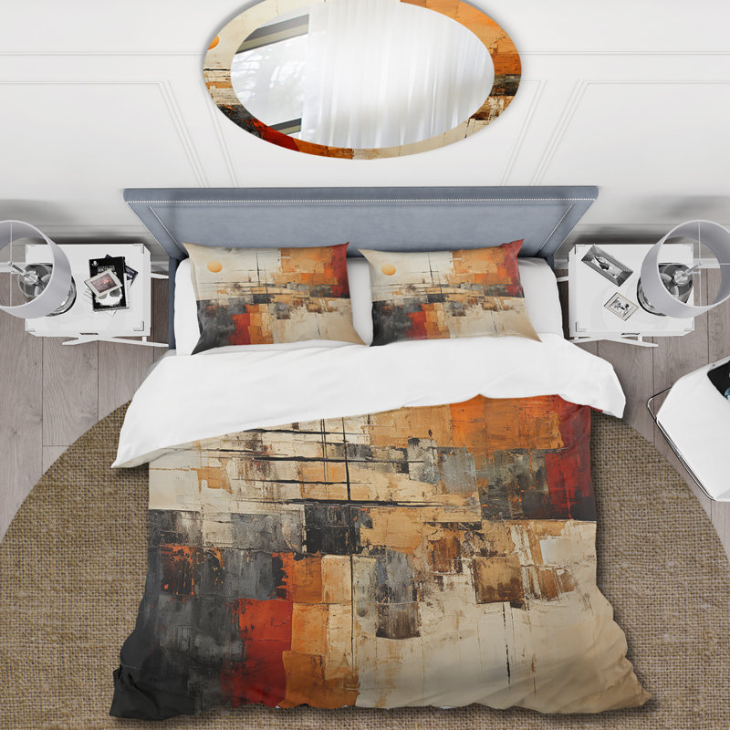 Ensemble de housse de couette orange et beige Native American Essence - microfibre de polyester