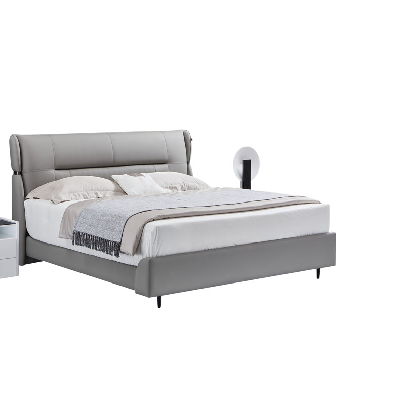 Leather Wingback Bed, King