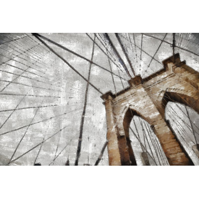 Painted Bridge and Gray Sky 1 Piece Wrapped Canvas Wall Art