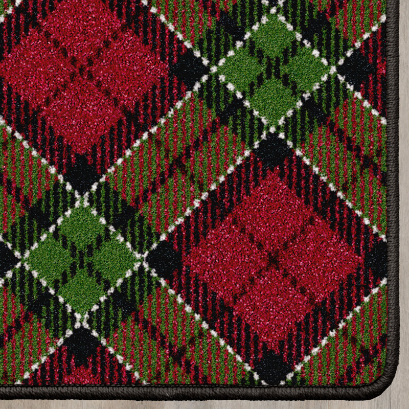 Tapis à motif écossais Ligaya Christmas, Rectangle 2 pi 8 po x 3 pi 10 po