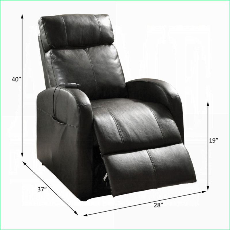 Recliners, Modern Walnut Brown Faux Leather Power Lift Recliner with Remote | Metal Frame | Quick Assembly, Black