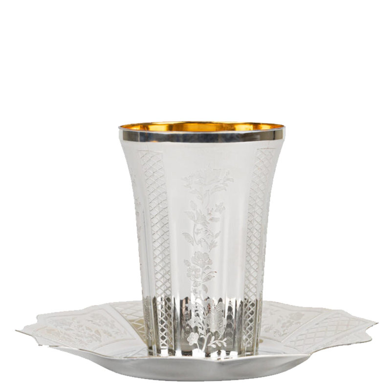 Ensemble de 80 tasses et assiettes de kiddouch éco-résistantes en argent Ecoqualité, 20