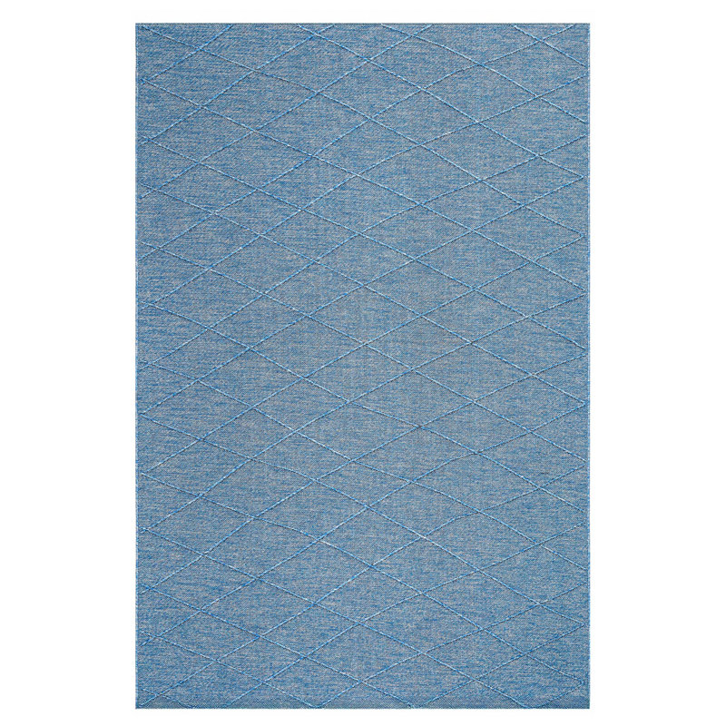 Tapis kilim décoratif antidérapant Mila Blue, Rectangle 6 pi 7 po x 8 pi 11 po