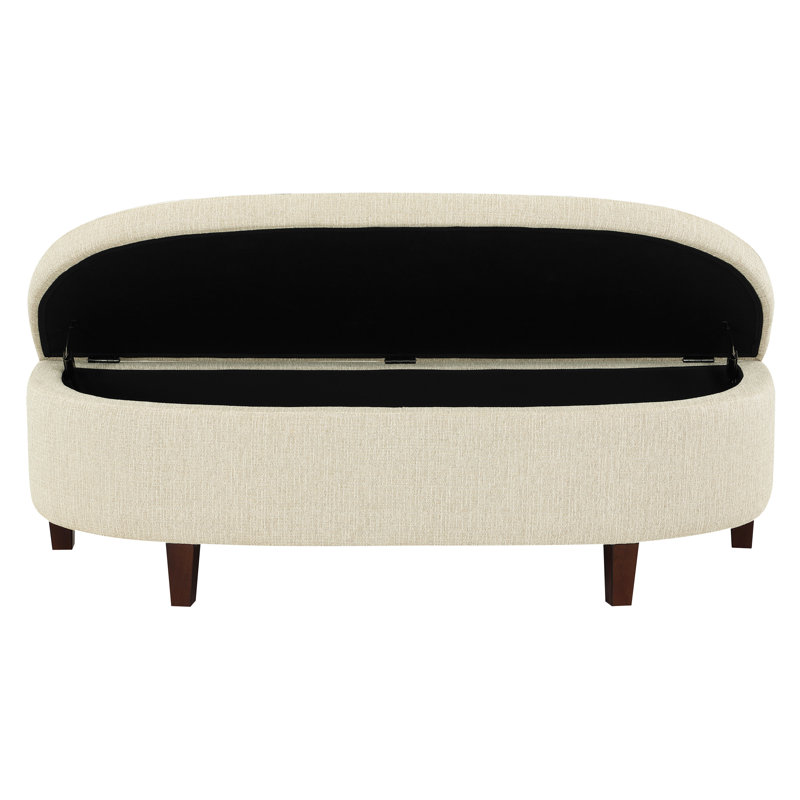 Banc de rangement en lin Lorinne, Blanc lin