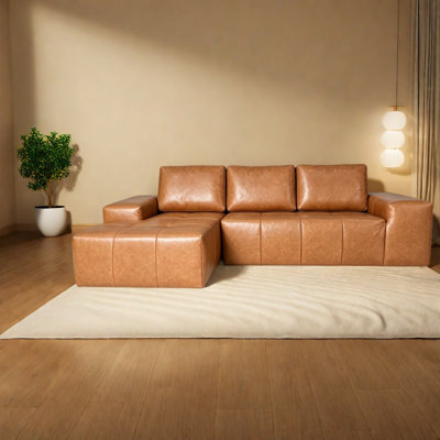 114.17 " Faux Leather L-Shaped Sectional