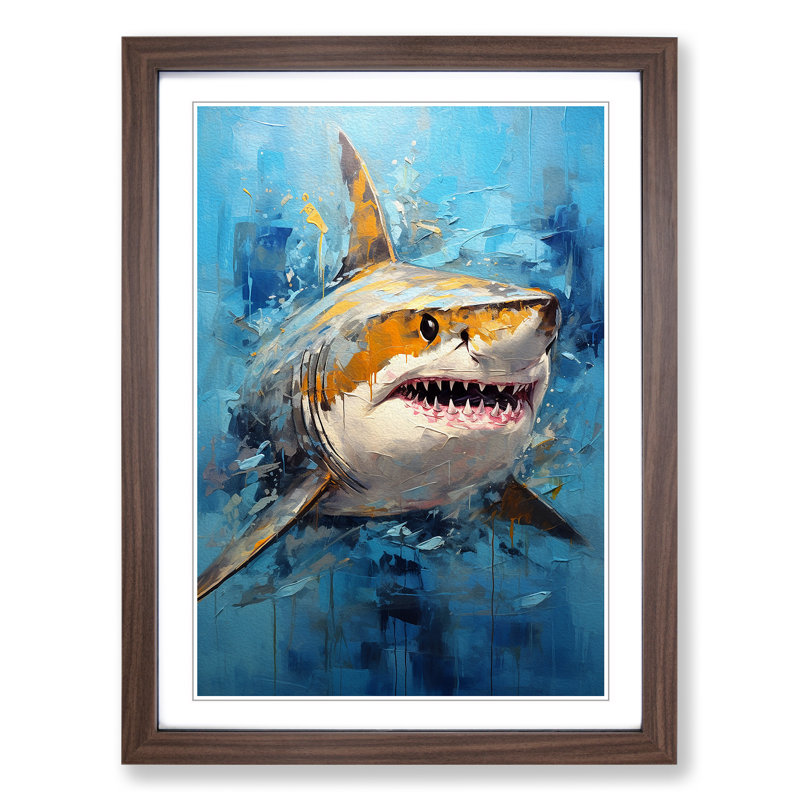 Shark Modern - Framed Print, Walnut Framed, 64cm H x 46cm W