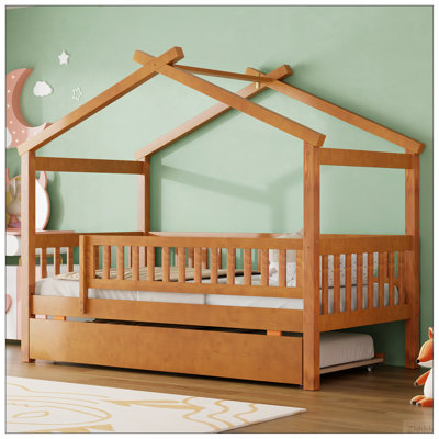 Lit simple en bois avec lit gigogne simple