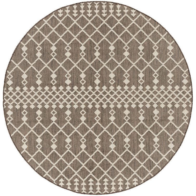 Tonnele Geometric Machine Woven Polypropylene/Polyester Indoor/Outdoor Area Rug in Natural