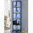 Six-Tier Corner Shelving Unit, 67.4-Inch, Black, Narrow Design, Metal And Wood Construction With LED Lighting. Ideal For Living Room, Bedroom, Or Corner Use.-794967737