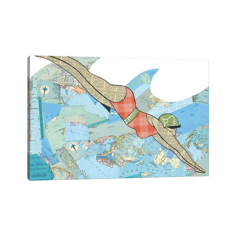 «Swimmer» par Paper Cutz - impression sur toile tendue, H 8 po x l 12 po x P 0,75 po