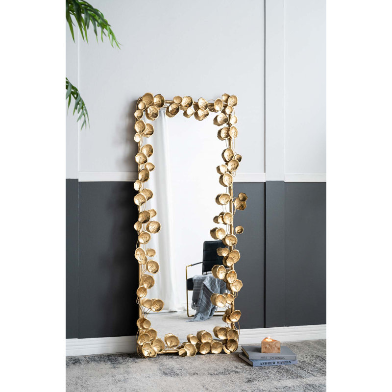 Miroir pleine grandeur avec détails feuille d'or, plancher Miiror