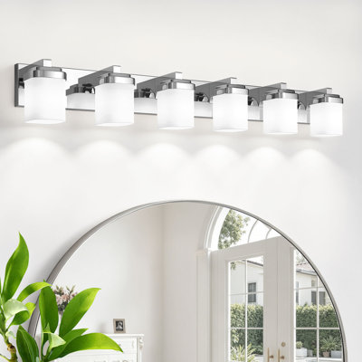 Éclairage de meuble-lavabo moderne avec abat-jour carré en verre givré, applique murale sur miroir, douille E26