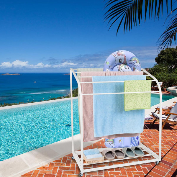 Sunjoy Pickford Pool Towel Valet Tower Navy