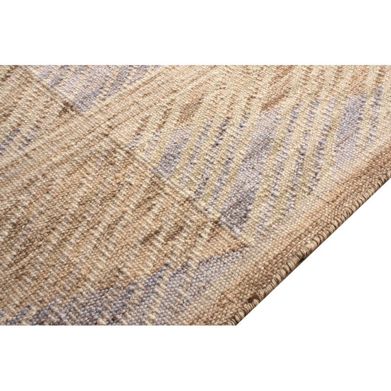 Scandianvain Flatweave Wool Geometric Area Rug in Beige, Brown, Blue, Rectangle 10' x 14'