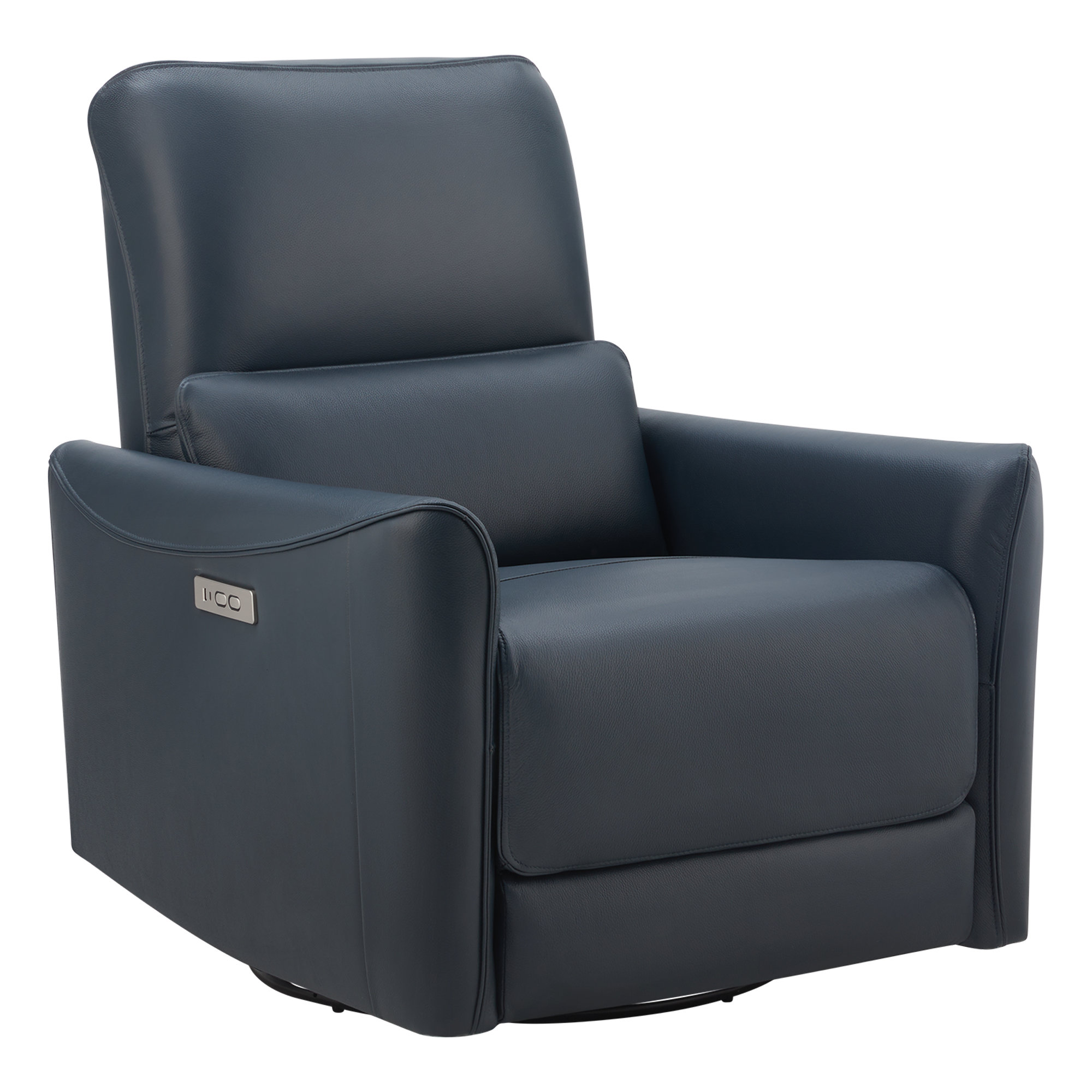 Nikolas Santo Genuine Leather Swivel Power Recliner, Midnight