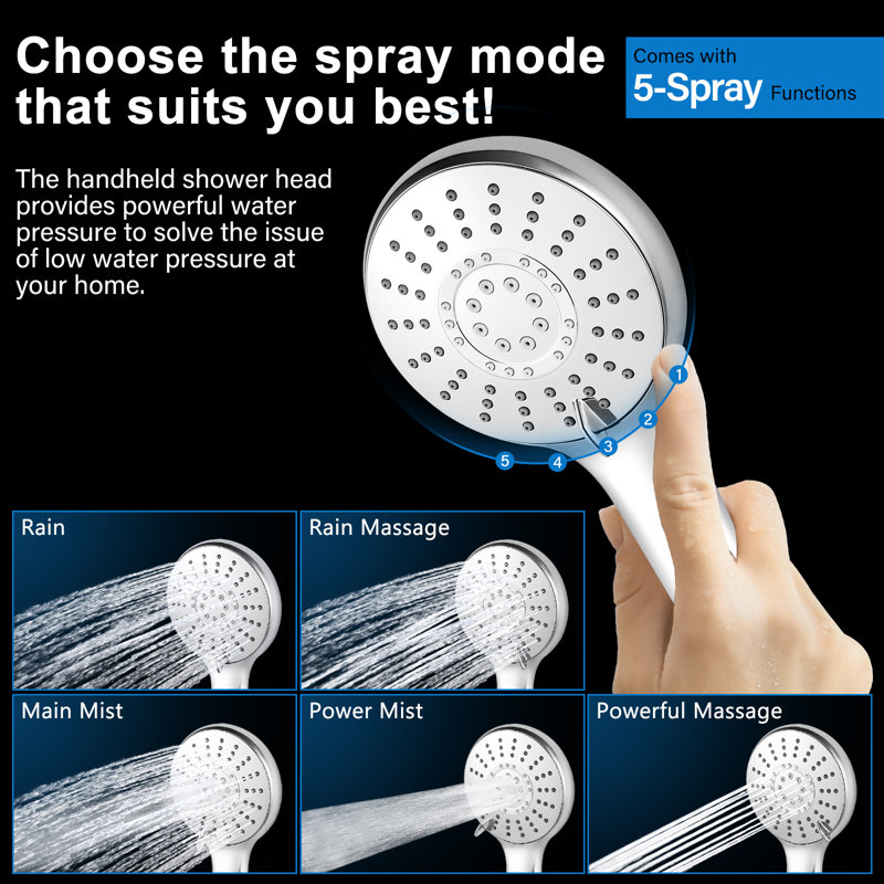 Dual Shower Heads with Handheld Spray Combo, 10 Inch Rainfall Shower Head, Chrome