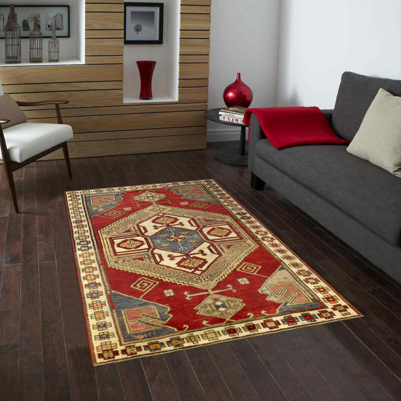 One-of-a-Kind 4'1" X 5'9" 1940s Wool Area Rug in