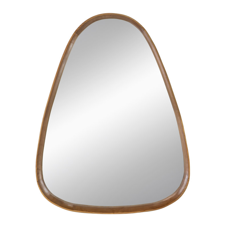 Irregular Wall Mirror with Wood Frame