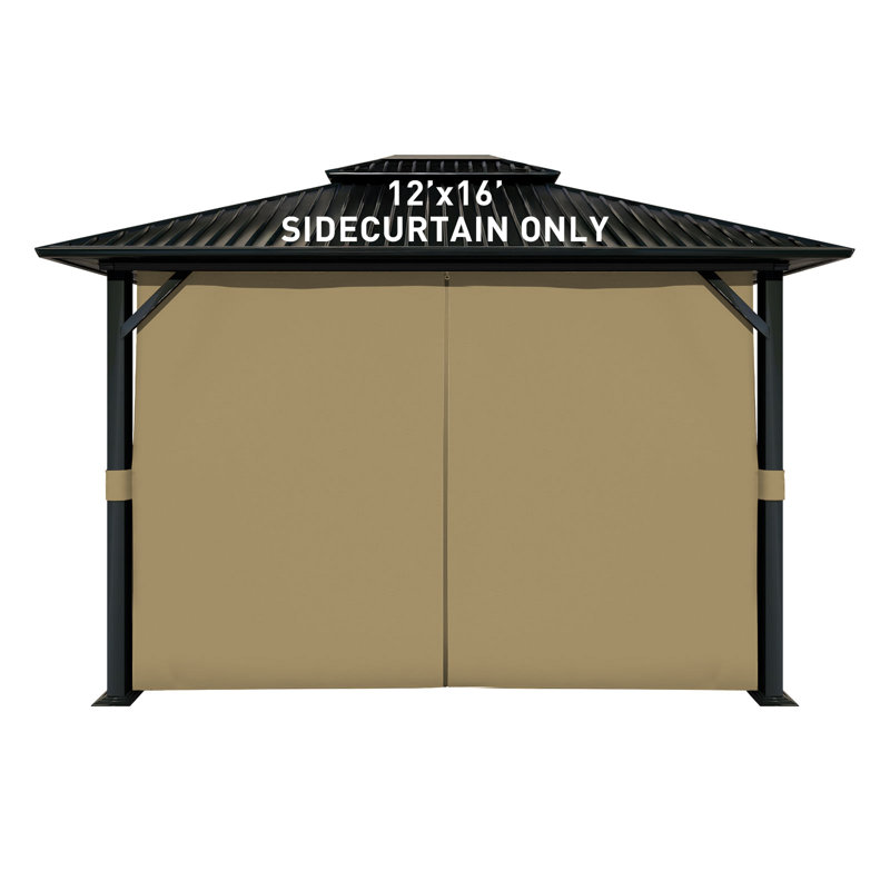 Aoodor Replacement 4-Panel Gazebo Sidewall Curtains, 82.7" H x 144" W x 192" D, Khaki