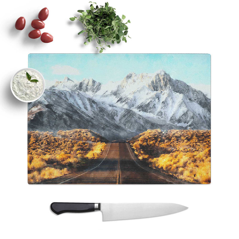 Tempered Glass Road to the Mountains in California Chopping Board, 28.5 cm x 39 cm