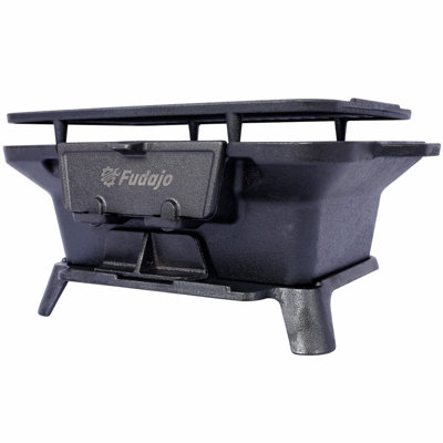 Oval Cast Iron Grill Outdoor, Portable Charcoal Grill and Tabletop Cast Iron Skillet - 100% Cast Iron, Durable, Small Charcoal Grill, Camping Stove, Hibachi Grill