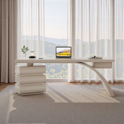 Modern Cream Office Desk with Spacious Work