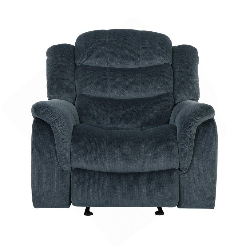 Design classique, tissu moelleux gris acier, fauteuil inclinable oscillant